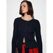 Dilvin Textuur gebreide blouse met knopen aan de voorkant