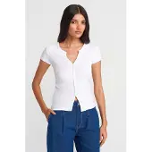 Dilvin Slim Fit V-hals Knopenblouse