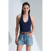 Dilvin Halternek Cut-Out Bodysuit