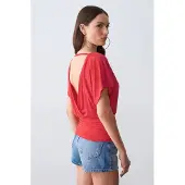 Dilvin Dames Modal Blend Uitsnijding Crew Neck Blouse
