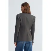 Dilvin Aangesneden Crepe Blazer Met Sjaalkraag