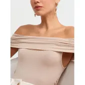 Dilvin Off-Shoulder Slim Fit Jersey Blouse