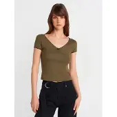 Dilvin Dames Katoenen Crop Blouse met Volants
