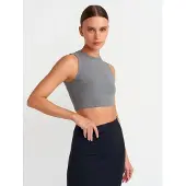 Dilvin Geribbelde Katoenen Crop Top