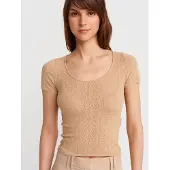Dilvin Slim Fit Geribbelde Textuur Blouse