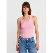 Dilvin Geribde Mouwloze Camisole Blouse