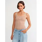 Dilvin Mouwloze Slim-fit Jersey Blouse