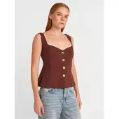 Dilvin Aansluitende Mouwloze Peplum Blouse