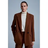 Dilvin Oversized Lange Crepe Blazer Jas