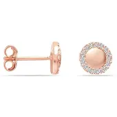 Bibei Vrouwen Roze Gouden Oorbellen met Edelsteen Halo BIPE059