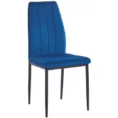 FurniTex K12-FX - Eetkamerstoel - Blauw fluweel - Zwarte metalen poten