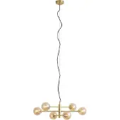 QAZQA Art Deco hanglamp messing met amber glas 6-lichts - Ryan