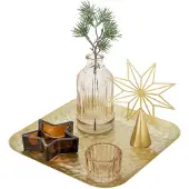 Bloomingville Sanga dienblad met decoratieobjecten, 6-delig Goud