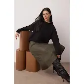 Trendyol TRENDYOLMİLLA Dames Kaki Effen Midi Skater Rokken