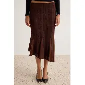 Trendyol TRENDYOLMİLLA Dames Bruin Effen Midi Asymmetrisch Rokken