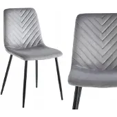 FurniTex K5-FX - Eetkamerstoel - Grijze velvet bekleding - Zwarte metalen poten