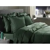 Heckett & Lane Heckettlane Dekbedovertrek Banda - Bedlinnen met Strepen - 200x200-220 cm - Tweepersoons - Groen - Dekbedovertrek van 100% Katoen-Satijn