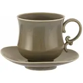 Marco polo Elegante Porseleinen Kop in Schotel 400ml Boho Grijs Retro