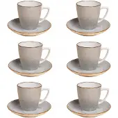 Lubiana Boss 6630Z Porseleinen Kopjes met Schotels, 200ml, Grijs (6 stuks)