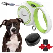 DOGNESS Automatische Hondenlijn 5m (L) tot 36kg - Groen + Gratis Poepzakhouder