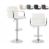 Miadomodo Set van 2 Witte Barstoelen Kunstleer 83 cm - Verstelbaar & Draaibaar