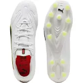 Puma Heren King Match Stevige Grond Voetbalschoenen (Wit, Zwart)