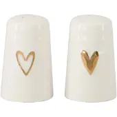 Zusss Peper- en zoutstel Keramiek Hartje Wit / Goud