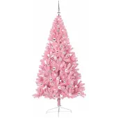 vidaXL Kunststof Voorverlichte Kerstboom met 300 LED Roze 210 cm PVC