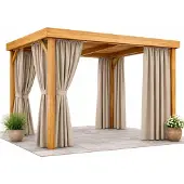 Voppi Waterdichte Terrasgordijn 200x150 cm Beige - UV & Wind Bescherming