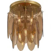 QAZQA Art Deco plafondlamp goud met amber glas ovaal 6-lichts - Mochan