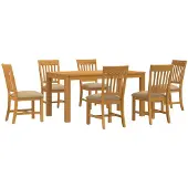 vidaXL Eetset, 7 stuks, beige, massief eikenhout