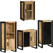 vidaXL Badkamermeubel Set 4 st Bruin Massief mango hout