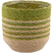 Gasper Creativ home overpot groen en naturel met folie 16 cm zeegras