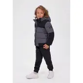 MINOTI winterjas jongens – fleecevoering – kleurblokken – grijs en zwart