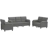 vidaXL Bankstel 3 pcs Donkergrijs fluweel
