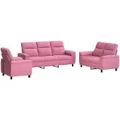 vidaXL Bankstel 3 pcs Roze Stof