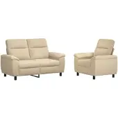 vidaXL Bankstel 2 pcs Crèmekleurig Stof