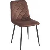 FurniTex Riviera 26 - Eetkamerstoel - Mokkabruin fluweel - Zwarte metalen poten