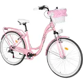 DaviBikes Maria – Dames Stadsfiets – Aluminium – 28 inch – 7 versnellingen – Shimano – V-brake – Lage instap – Roze