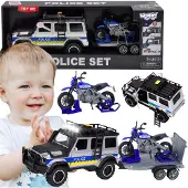 Woopie Politie Off-road Voertuig Met Motorfietsaanhanger Set