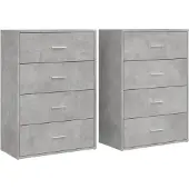 vidaXL Dressoirs 2 st 60x31x84 cm bewerkt hout betongrijs