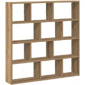 Super Merchant Wandschap kubus 12 vakken bewerkt hout artisanaal eikenkleurig