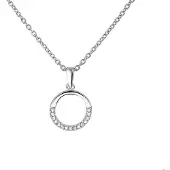 The Jewelry Collection Opengewerkte Cirkel Hanger met Rij Zirkonia’s en Schakelketting