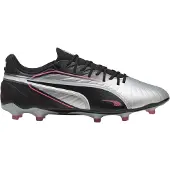 Puma Heren King Match Stevige Grond Voetbalschoenen (Zilver/Zwart)