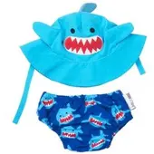 Zoocchini Sherman the shark zwemluier + zonnehoedje maat S