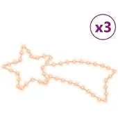 vidaXL Kerstfiguren sterren met 48 LED's 3 st 65x28 cm warmwit