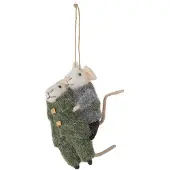 Bloomingville Peo kerstboomhanger wol 2-delig Groen-grijs, 11 cm