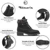 Tamaris dames zwarte warme veters winters buitenenkellaarzen - 26266-43