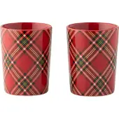 J-Line kopje Plaid - keramiek - rood - doos van 2