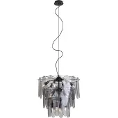 QAZQA Art Deco hanglamp zwart met smoke glas ovaal 14-lichts - Mochan